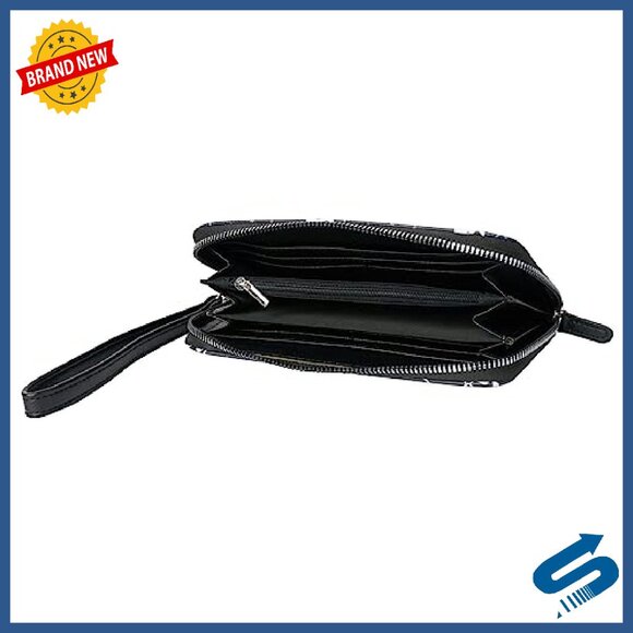 Faux Leather Zip Clutch Wallet Wristlet with Multiple Pockets